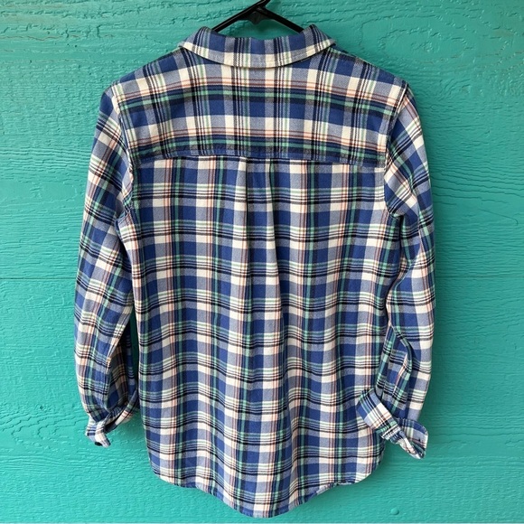 Madewell Flannel Plaid Shirt Medium Blue Cream Green Button Up Shirt Size Medium - Picture 6 of 6